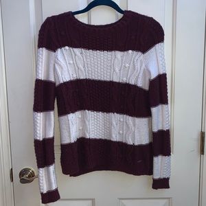 Hollister burgundy and white striped sweater